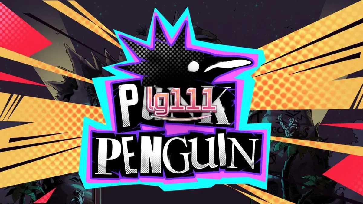 Tampilan visual slot Punk Penguin dengan tema konser musik punk